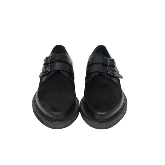 Lanvin Mens Chunky Creeper Derbys 10 L8 Black Leather Pony Hair Dress Monk Strap main image 4